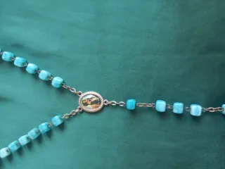 Rosario turquesa + 3 marcos Santos