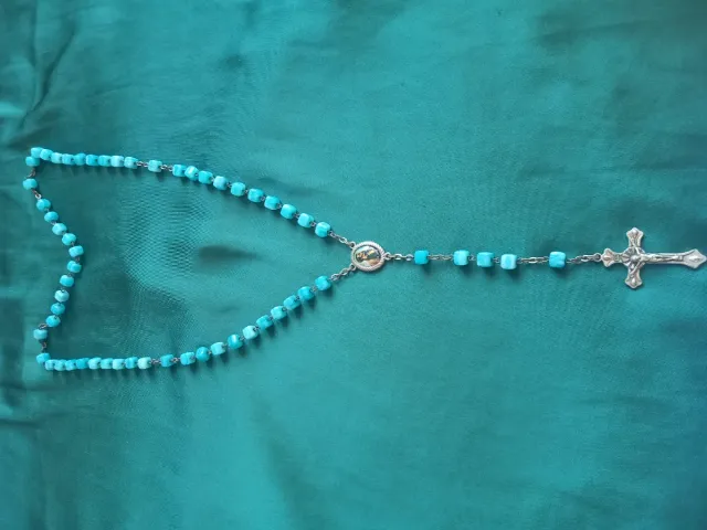 Rosario turquesa + 3 marcos Santos