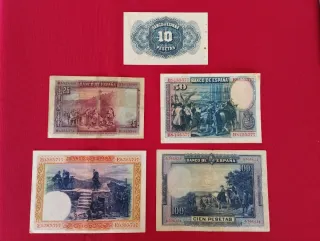 5 billetes españoles diferentes 
