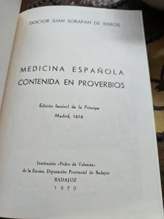 Medicina Española Proverbios Vulgares 1616