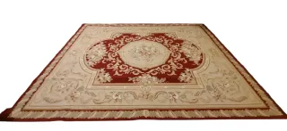 312x239 cm Arazzo decorativo tessuto beige e rosso