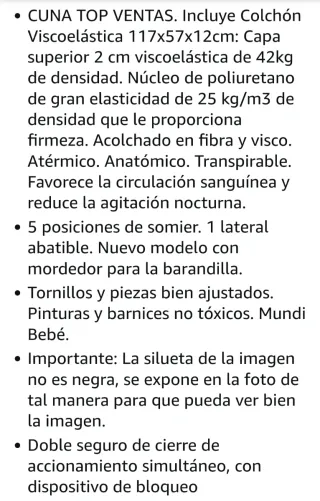Cuna de bebé + colchon