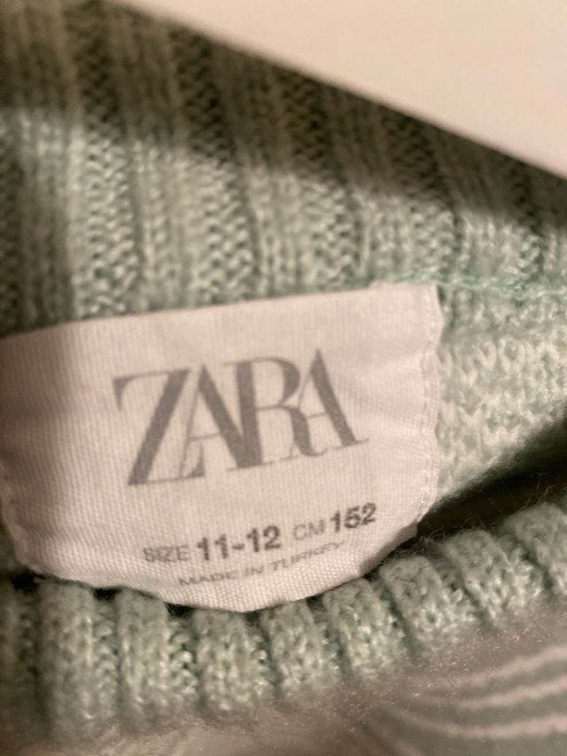 Jersey y bufanda Zara verde y blanco 11/12a
