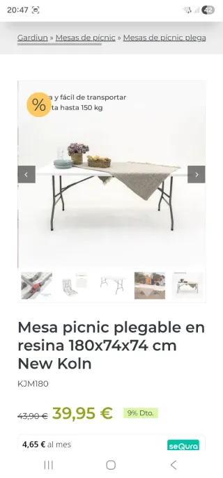 Mesa  plegable 