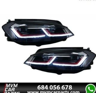 Faros delanteros Red edition Led para VW Golf 7.5