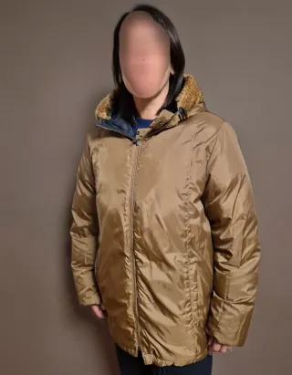 Parka reversible con capucha, azul-marrón T.44