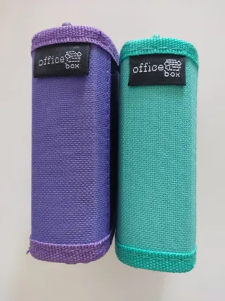 Tarjeteros de tela morado y turquesa