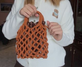 Borsa uncinetto arancione e marrone