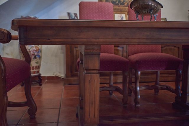Conjunto mesa comedor madera maciza