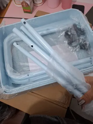 Carrito Organizador Metálico Azul Claro