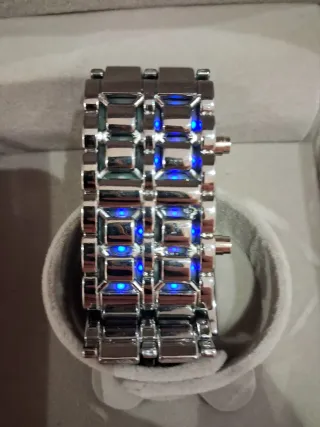 Pulsera Reloj Plata y Azul