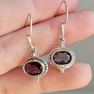 Pendientes Plata Morados Ovalados