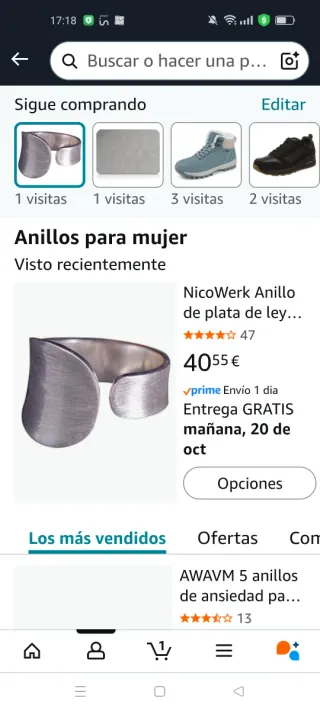 Anillo Geométrico Ajustable Plata Nuevo