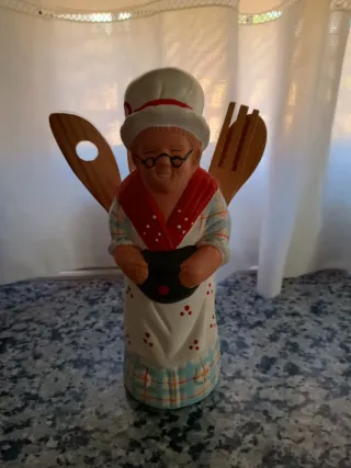 Figura Chef Cocina Cerámica y Madera