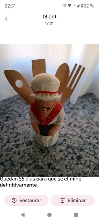 Figura Chef Cocina Cerámica y Madera