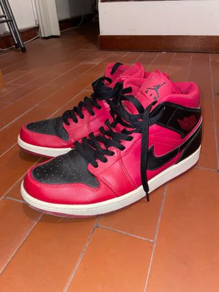 Nike Air Jordan 1 Mid Rosso Nero Taglia 44