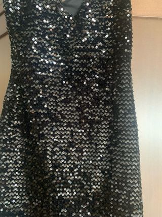 Vestido fiesta lentejuelas negro talla única
