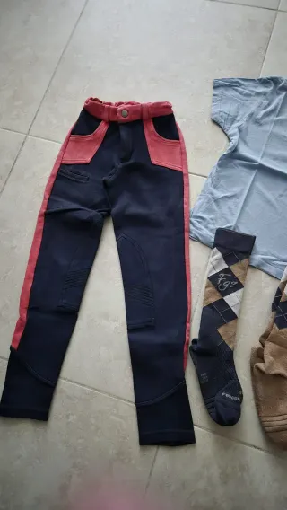 Conjunto equitación niña azul y rojo