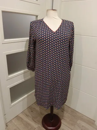 Vestido Talla Grande Azul y Rosa