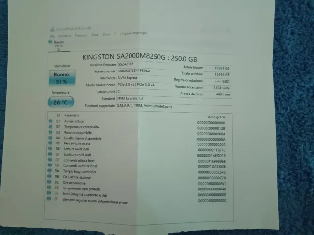 SSD M.2 Kingston - 250 GB