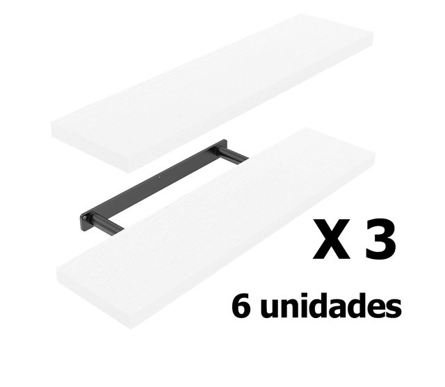 6 mensole galleggianti in legno e metallo 60 cm