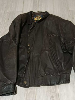 Chaqueta Cuero Vintage Italiana Marrón