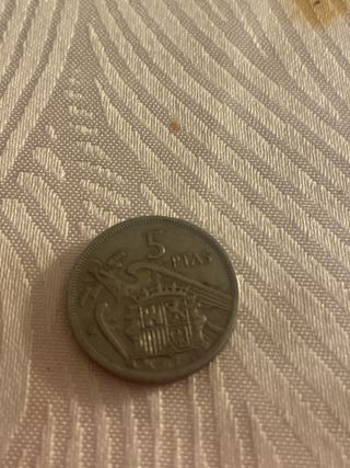 Moneda 5 Pesetas y una peseta