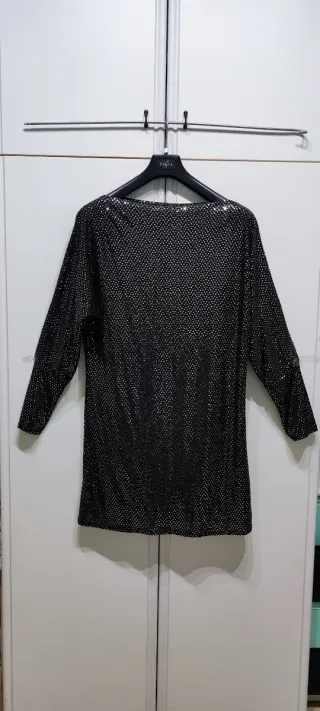 Abito donna nero con dettagli argento