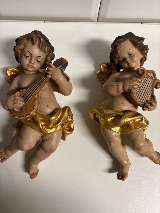 2 Querubines Musicales Madera 22 c