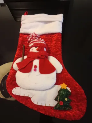 Calcetín de Navidad con Muñeco de Nieve