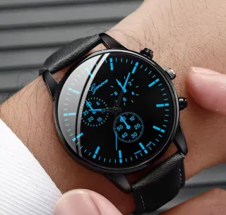 Reloj Geneva Analógico Elegante Hombre Negro/Azul