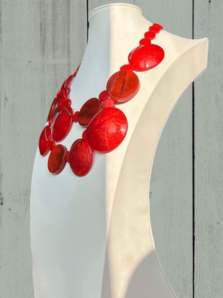 Collana donna rossa cerchi