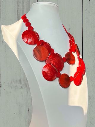 Collana donna rossa cerchi