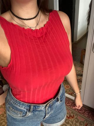 Camiseta sin mangas roja S