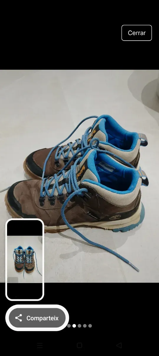 Botas de montaña marrones y azules