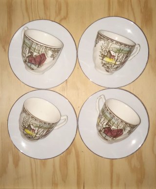 4 Tazas de Té Porcelana Inglesa y 4 platillos
