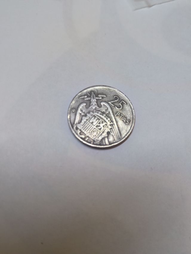 Moneda 25 PTAS 1957 Estrella 58 Canto Escrito
