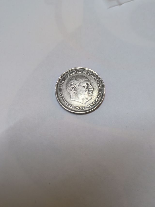 Moneda 25 PTAS 1957 Estrella 58 Canto Escrito