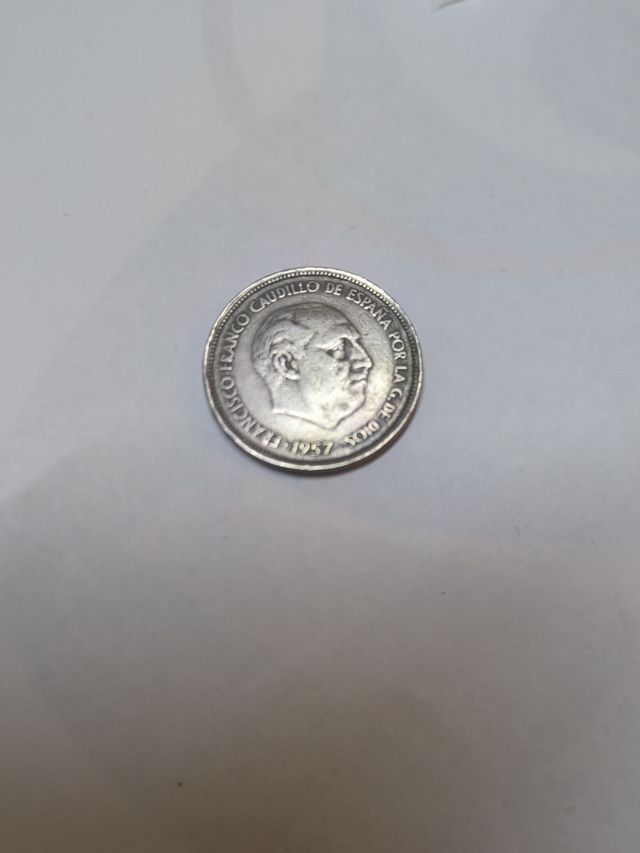 Moneda 25 PTAS 1957 Estrella 58 Canto Escrito