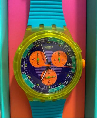 Reloj Swatch Neon Wave Azul Multicolor
