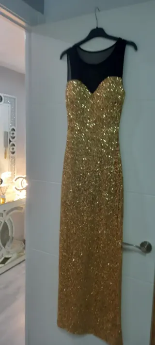 Vestido de fiesta lentejuelas dorado