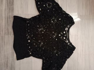 Chaleco negro calado crochet 