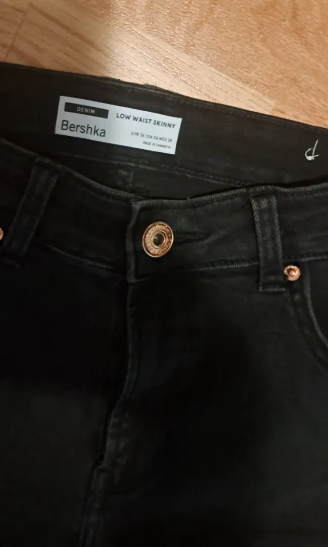 Pantalones Bershka Skinny Talle Bajo Negro T.38