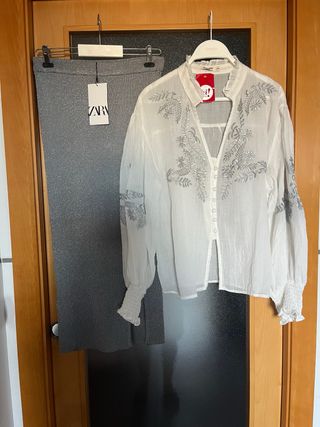 Conjunto Zara punto hilo metalizado