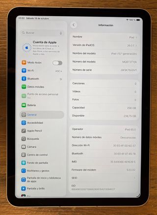 iPad 10ª Gen 256GB Wifi + 5G
