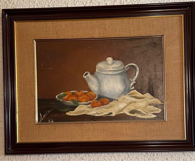 Pintura Bodegón Frutas y Tetera