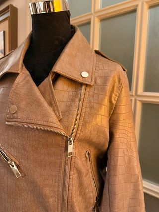 Giacca ecopelle stampa cocco écru