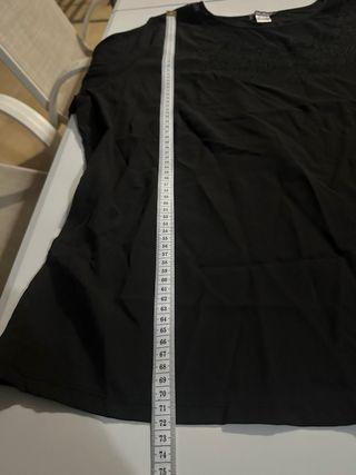 Blusa negra Créaline T 58/60 bordados transparenci