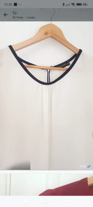 Blusa mujer blanca con ribete 