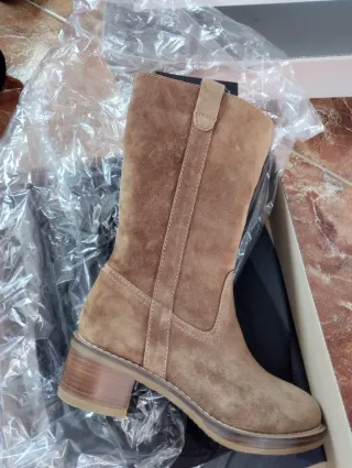 Botas de ante beige/marrón